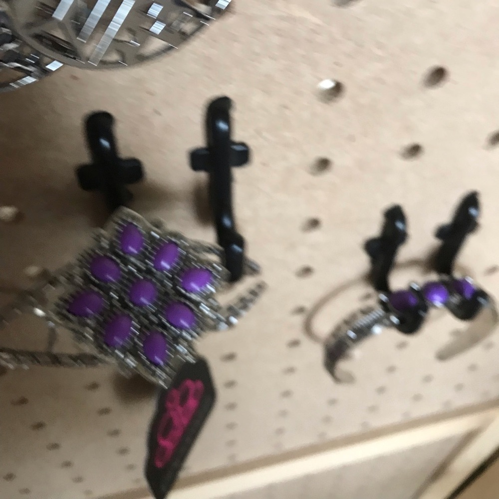 Silver cuff bracelet w:diamond purple stones